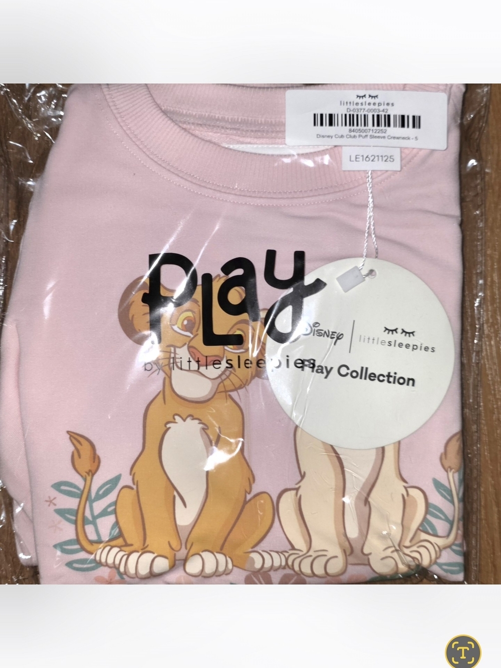 Little Sleepies Disney Cub Club Puff Sleeve Crewneck Sweatshirt Size 5 NIB